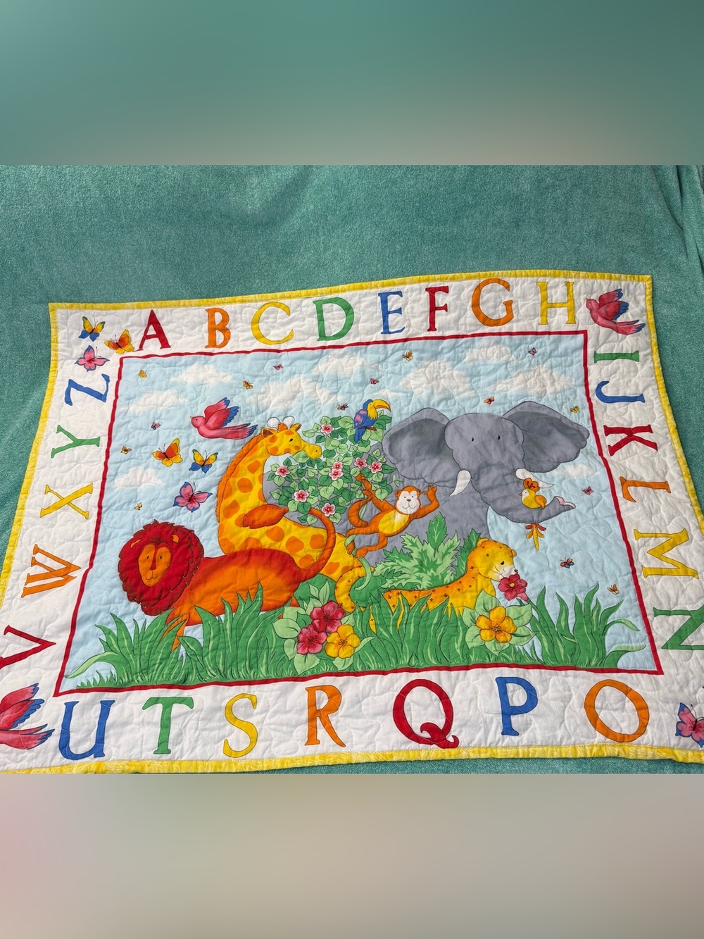 Colorful Jungle Animal Alphabet Multi-Use Quilt